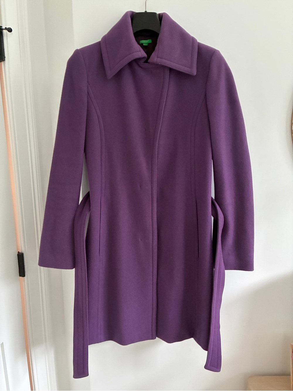 United Colors Of Benetton Violet Wool-Blend Trench Coat
